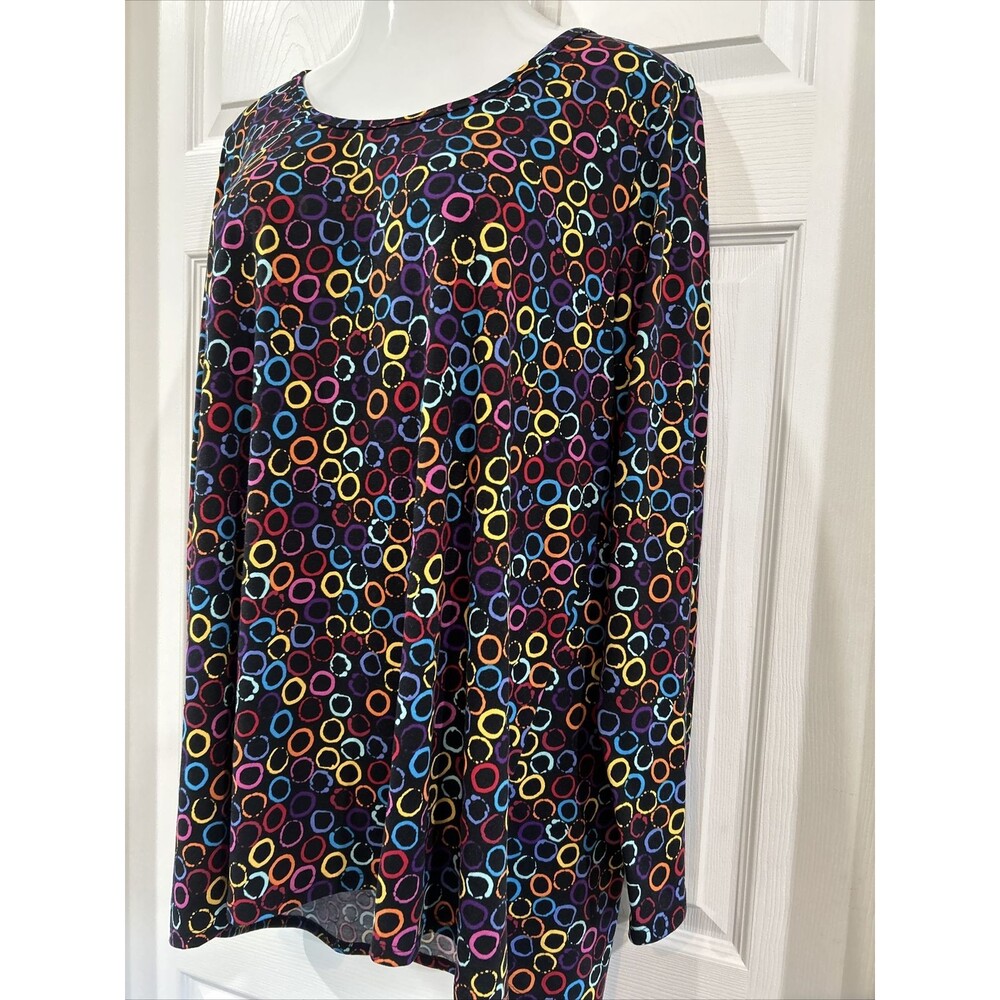 Lularoe Lynnae Plus Size 3XL Hi Lo Tunic Knit Top Geometric Print Colorful